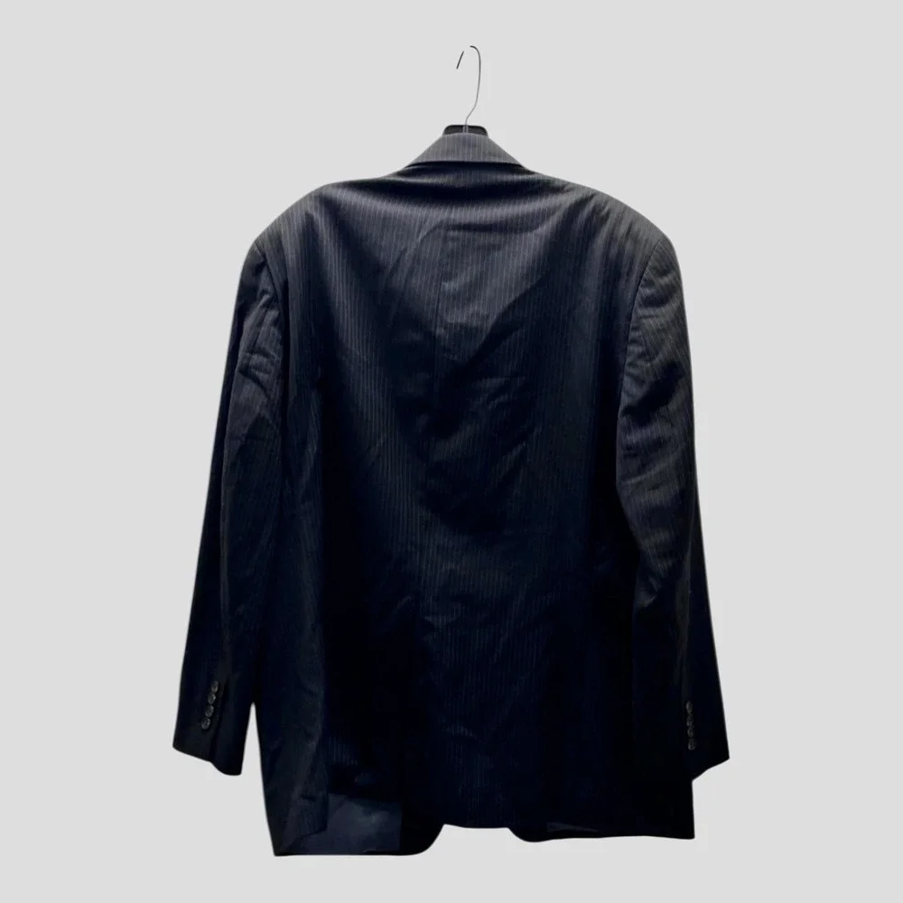 Ralph Lauren🔥Pinstripe Work It Daddy🤑Blazer Jacket Mens Black‎ 100% Wool 46 R